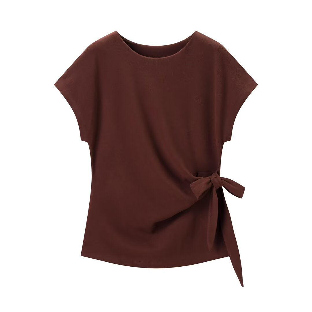 Alma | Casual Knitted Co Ord Cream Two Piece Set Short Sleeve