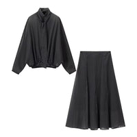 Lucy | Polka Dot Chiffon Tie Neck Matching Set