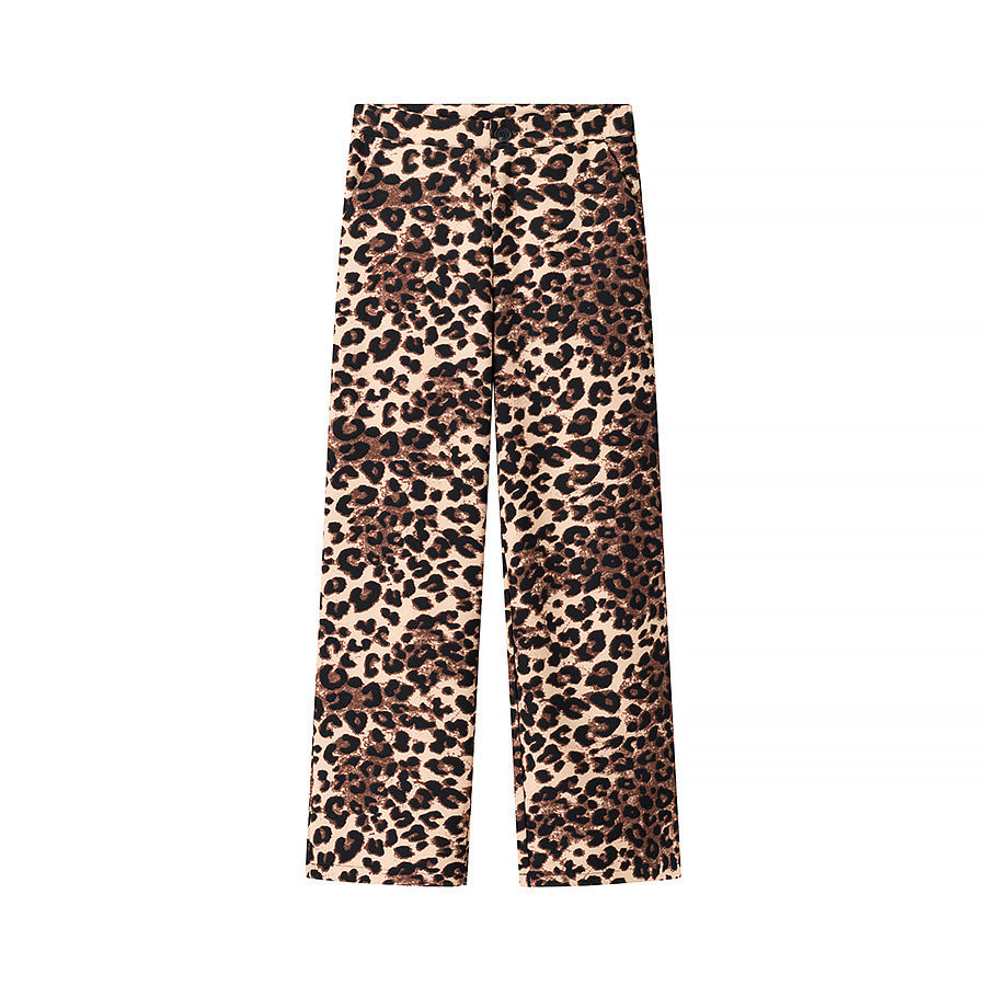 Leopard print pants on a white background