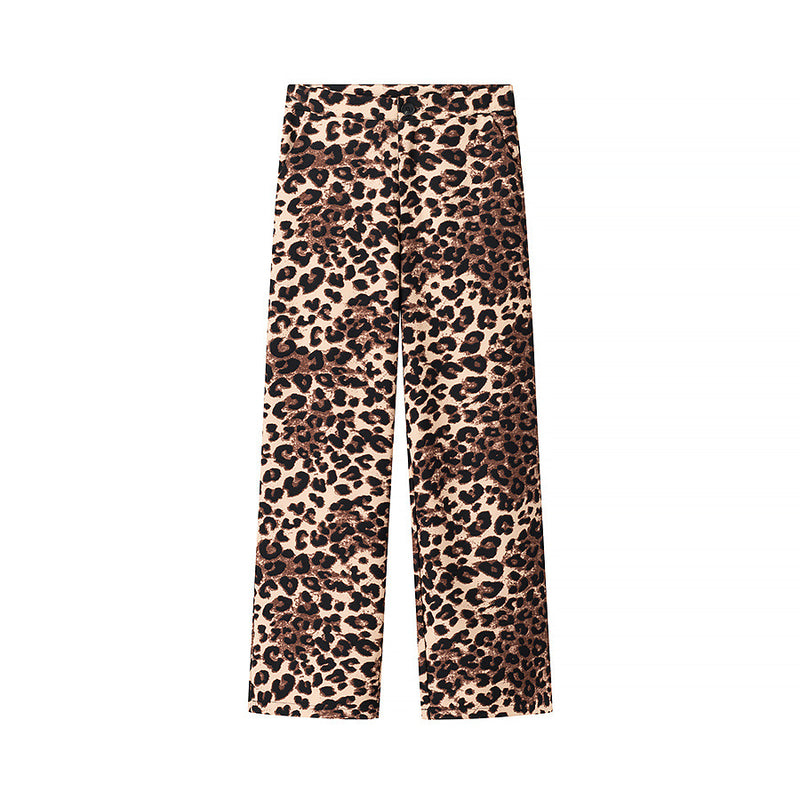 Leopard print pants on a white background