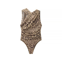 Effie | Leopard Print Ruched Halter Top in Beige