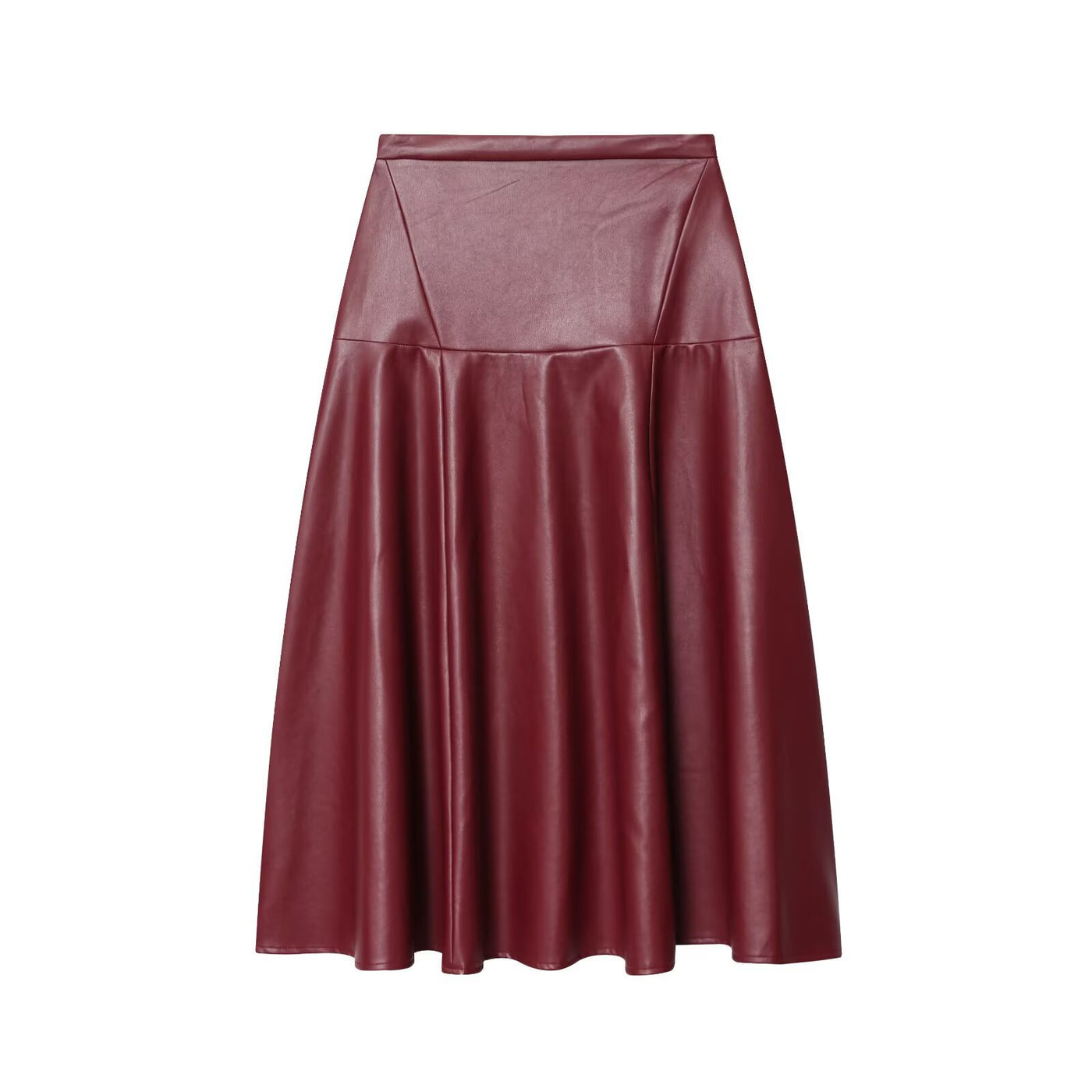 Mia | Faux Leather Panelled A-Line Midi Skirt