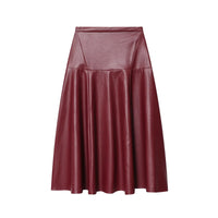 Mia | Faux Leather Panelled A-Line Midi Skirt