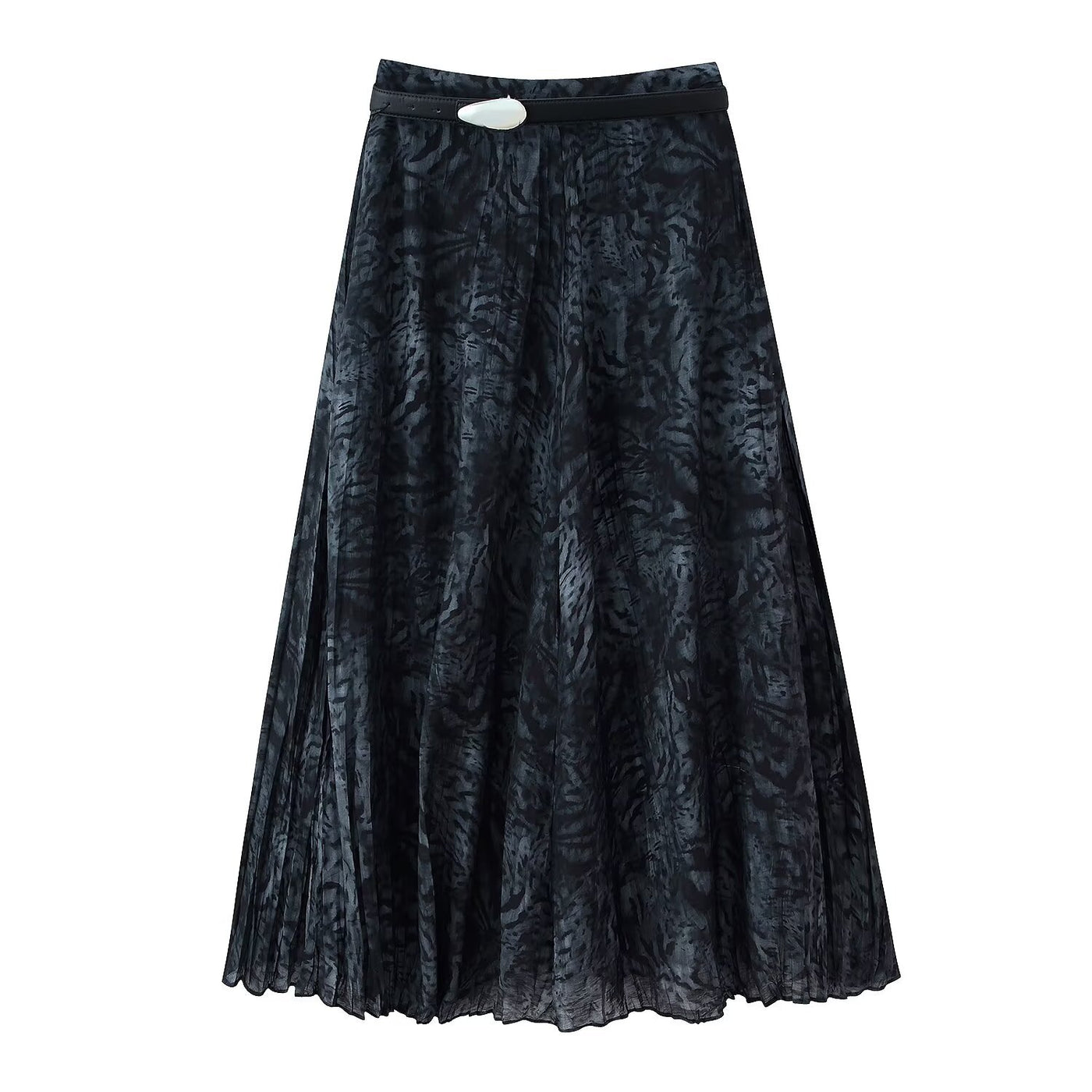Rosie | Pleated Abstract Print Chiffon Midi Skirt