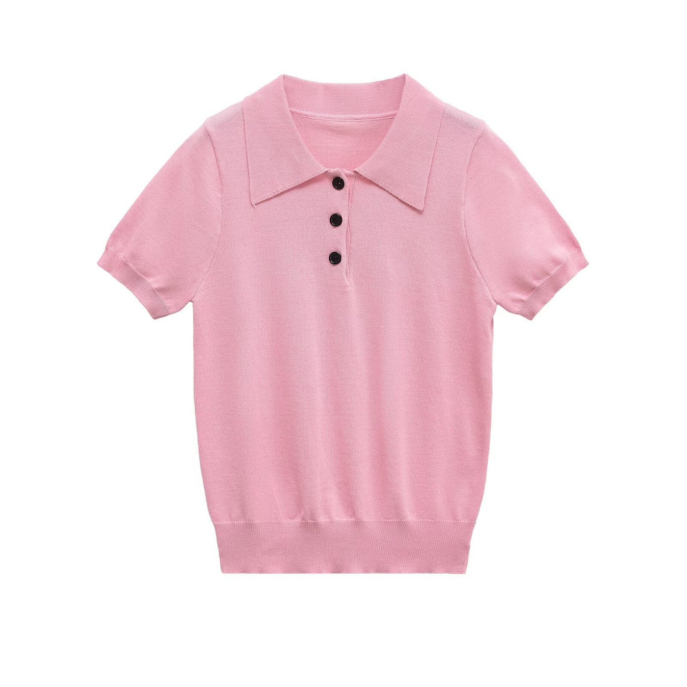 Mellie | Cropped Short Sleeve Polo Knit Top