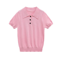Mellie | Cropped Short Sleeve Polo Knit Top