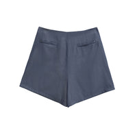 Tilly | High-Waist Front-Pleat Tailored Shorts with Gold Button Detail