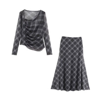 Emily | Sheer Plaid Body-Skimming Co-ord Matching Set