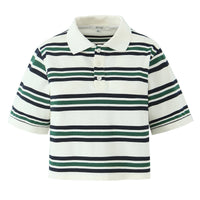 Eleanor | Stylish Striped Cropped Polo Shirt