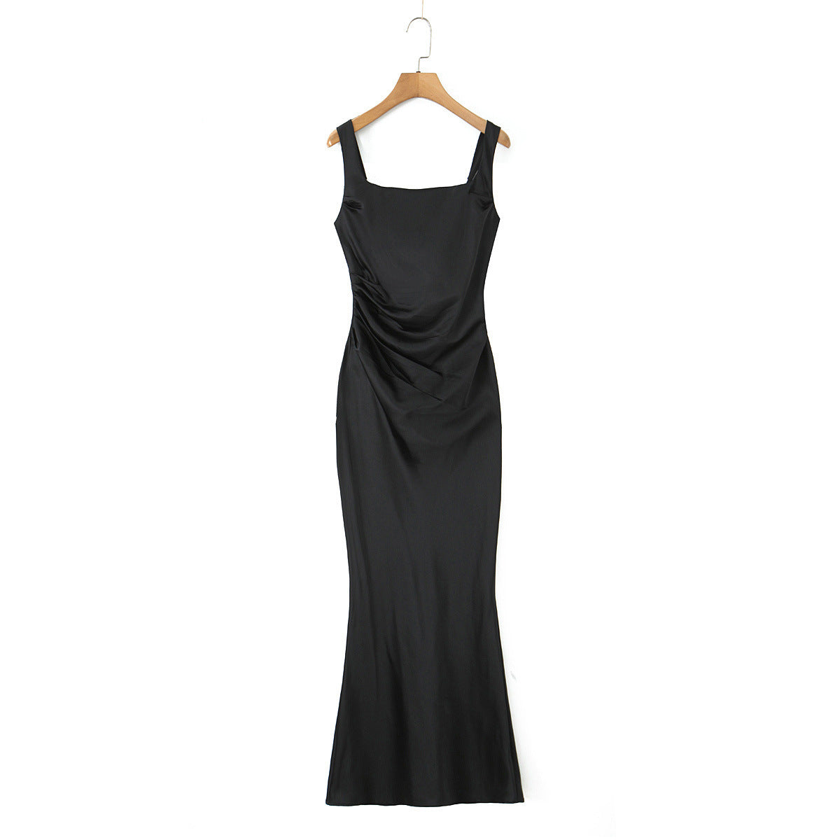 Liora | Cowl Neck Satin Maxi Slip Dress - Black