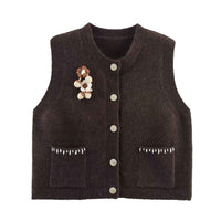 Sia | Sleeveless Blazer Cream Vest Top Pocket Detail