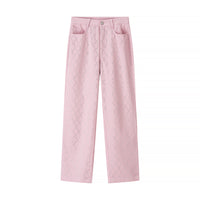 Josephine | High-Rise Diamond Rhinestone Straight-Leg Jeans in Pink