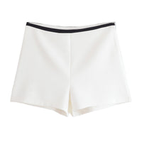 Violet | High-Waist Contrast Waistband Tailored Shorts