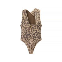 Effie | Leopard Print Ruched Halter Top in Beige