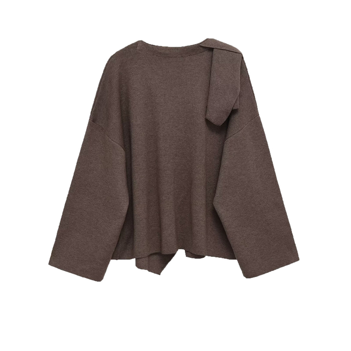 Scarlett | Asymmetric Drape Neck Wide Sleeve Lightweight Knit Top