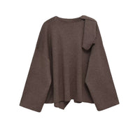 Scarlett | Asymmetric Drape Neck Wide Sleeve Lightweight Knit Top