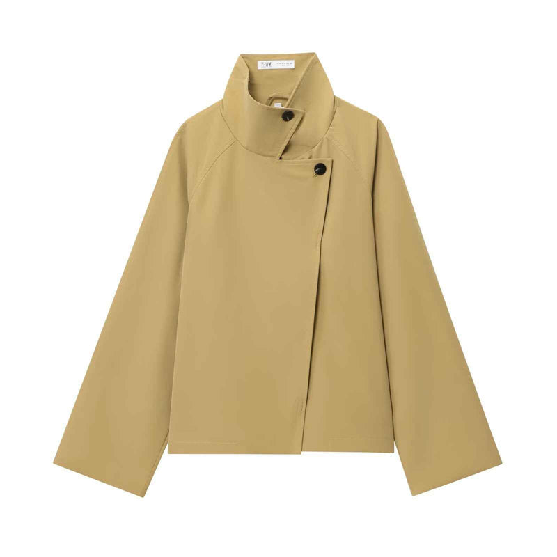 Camille | Lightweight Jacket Beige Cropped Funnel Neck