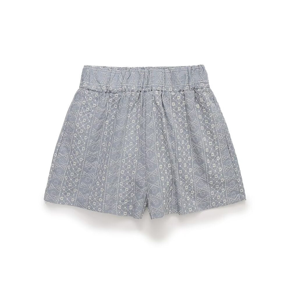 Hallie | Paperbag Waist Woven Textured Shorts with Self-Fabric Belt