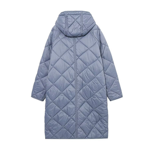 Lola | Winter Quilted Jacket Puffer Blue Long Hooded