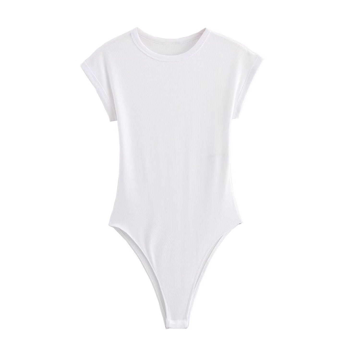 Ada | Crew Neck Bodysuit White Short Sleeve
