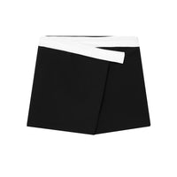 Ada | Asymmetric Wrap Mini Skirt with Contrast Waistband