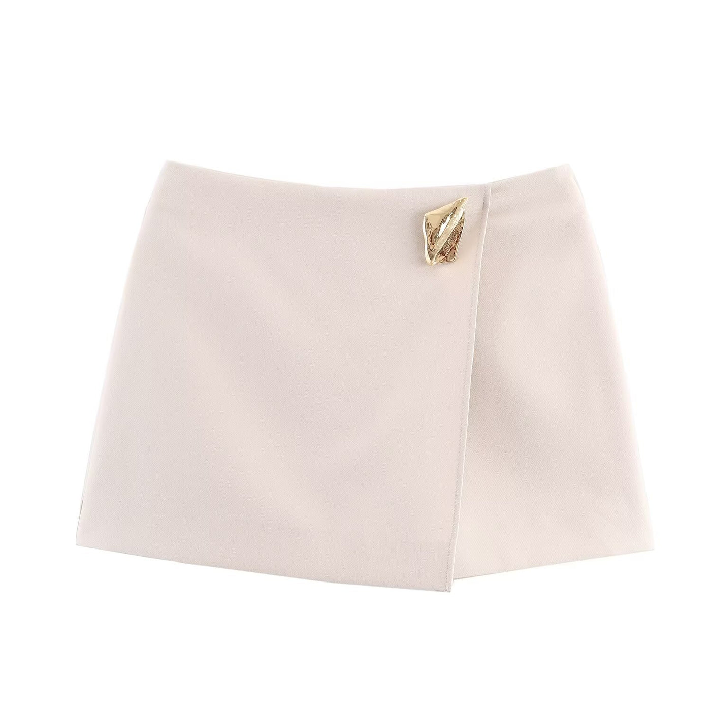 Niamh | Asymmetric Wrap Mini Skirt with Gold Hardware