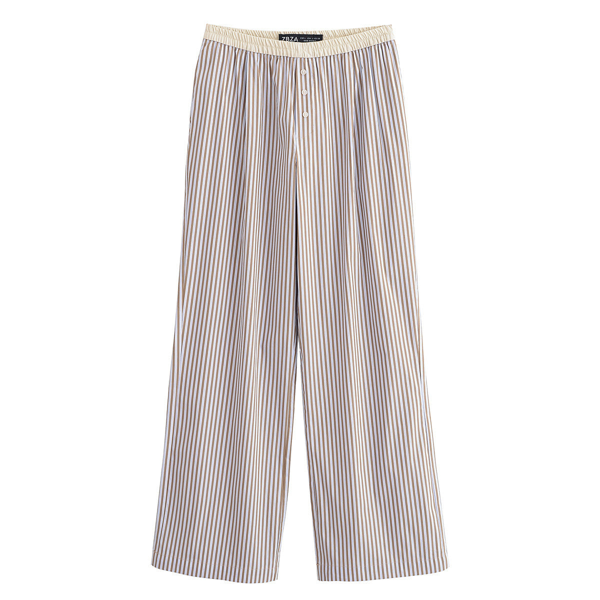 Prue | Casual Striped Wide Leg Trousers Cream