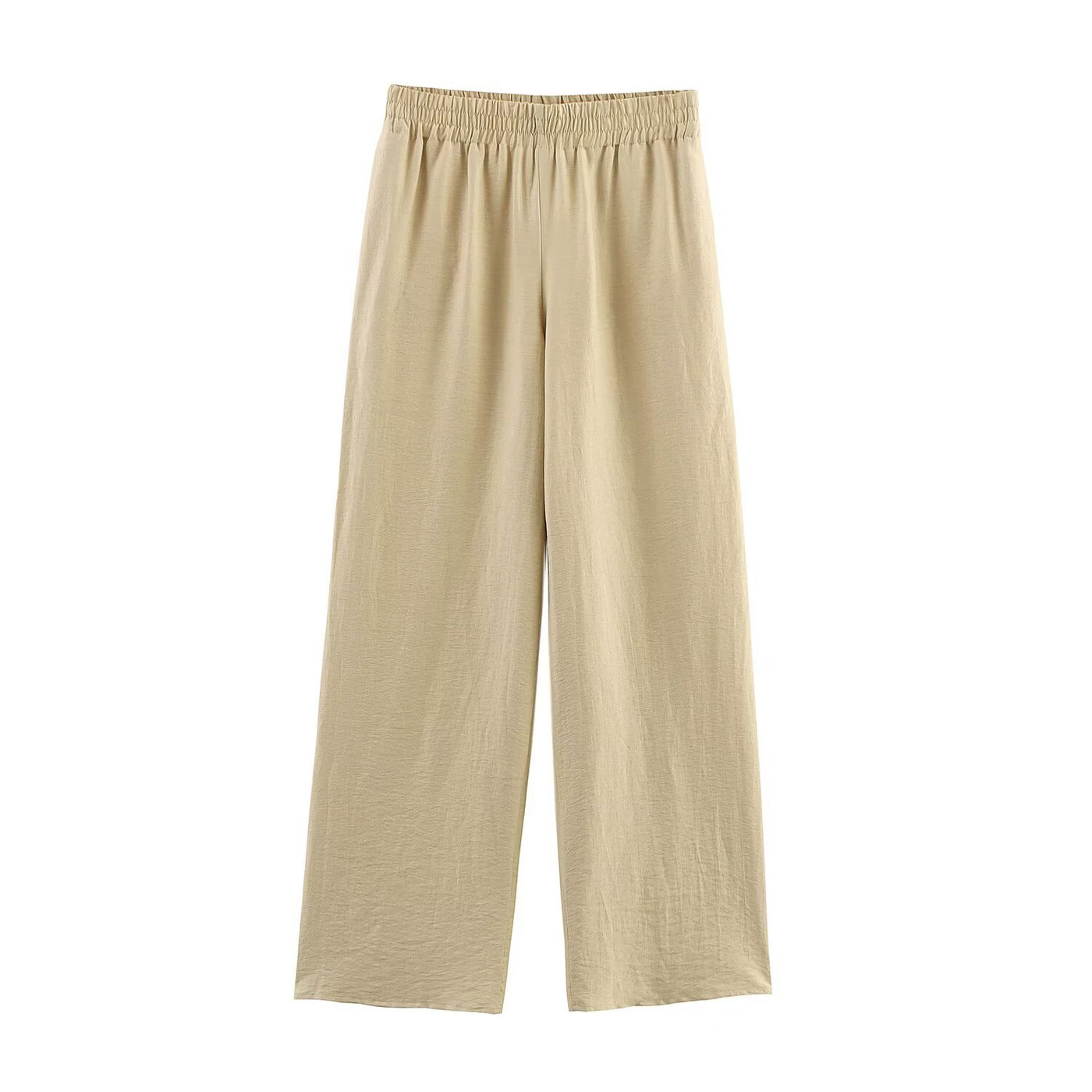 Julia | Elasticated Waist Side Pocket Wide-Leg Linen Trousers in Khaki, Red and Brown