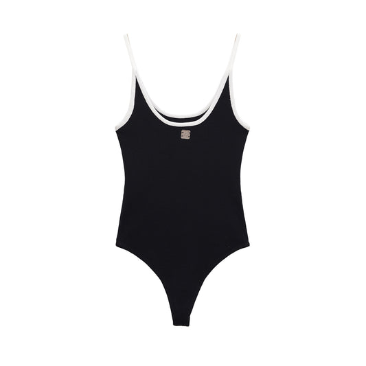 Faye | Casual Tank Top Black White Trim Cami