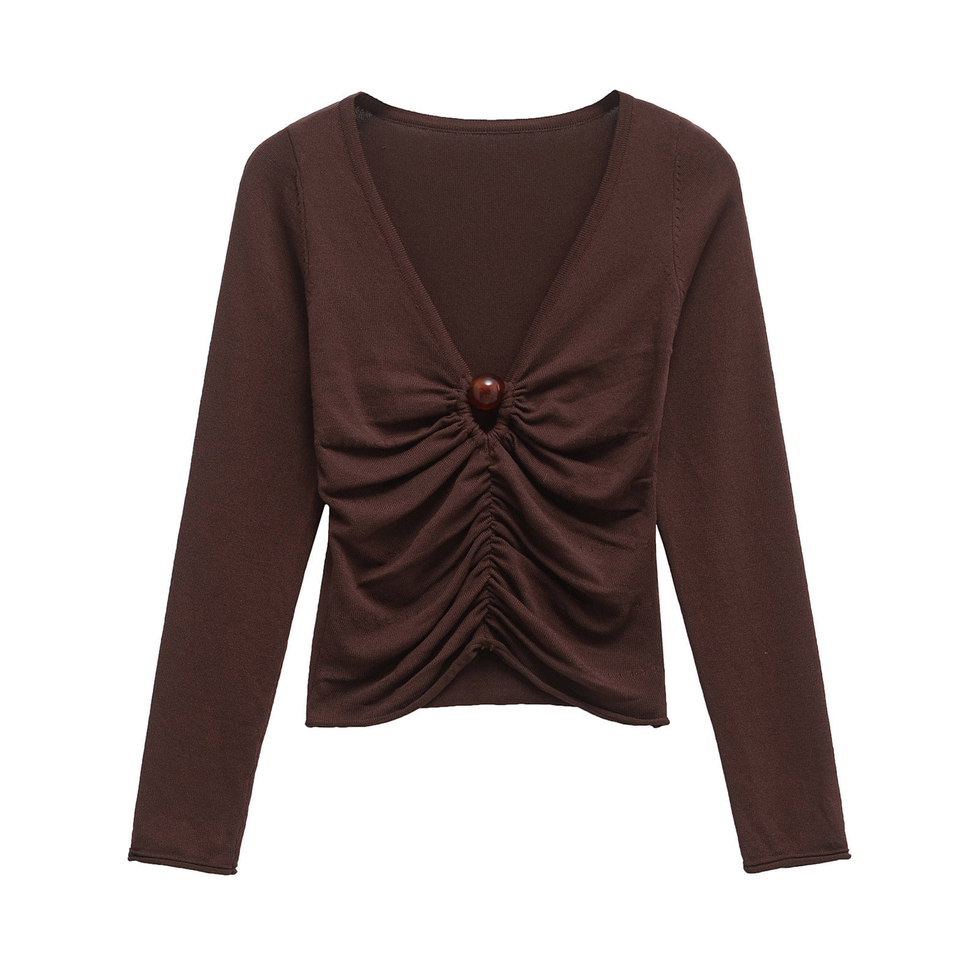 Annabelle | Deep V-Neck O-Ring Ruched Crop Top