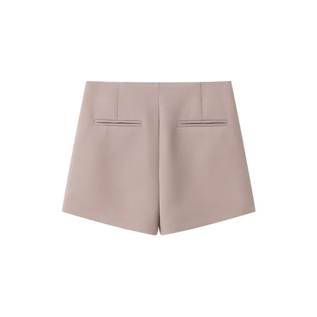 Camille | Mini Skirt Beige Wrap Faux Leather