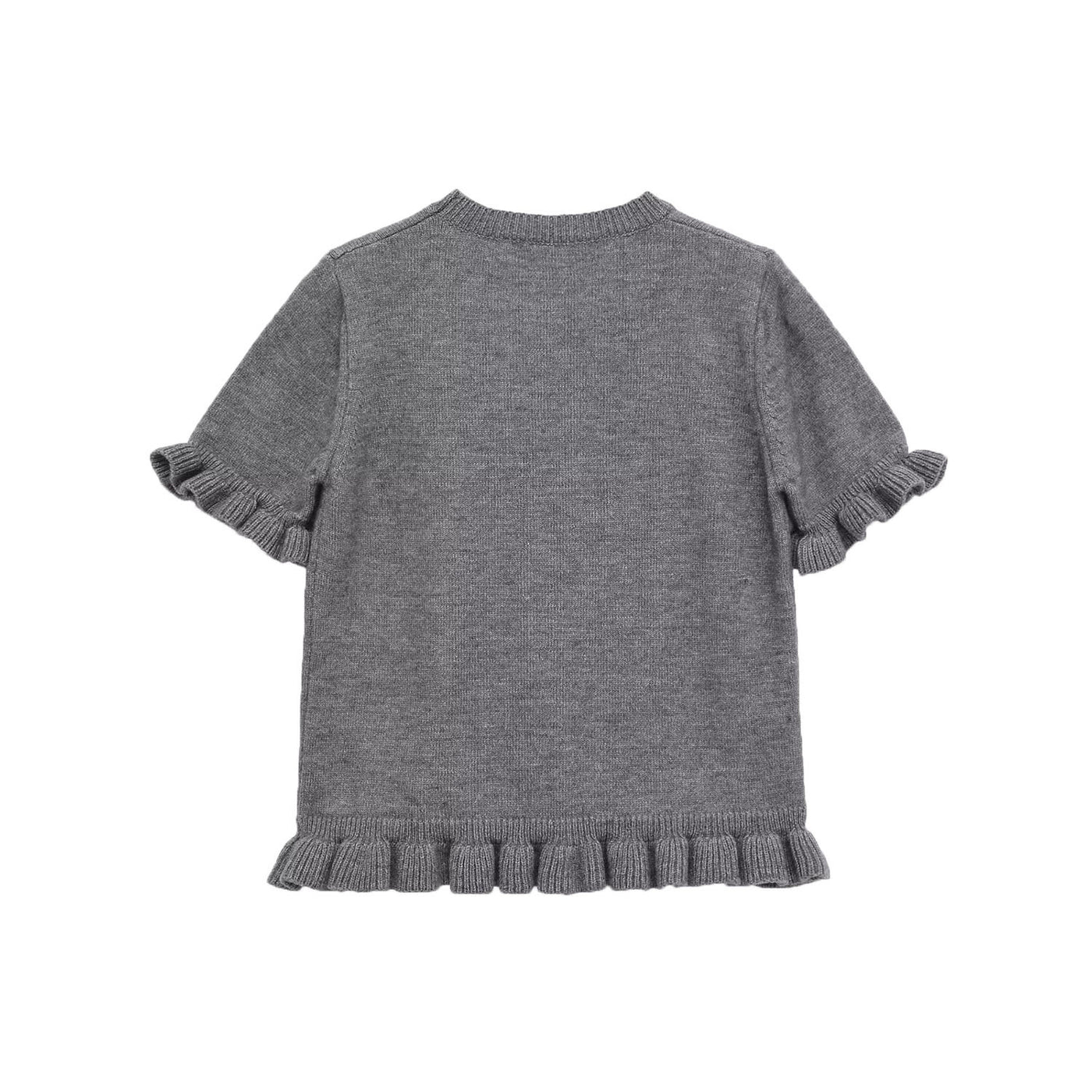 Delilah | Ruffle Cuff Hem Crew Neck Lightweight Knit Top