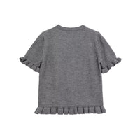 Delilah | Ruffle Cuff Hem Crew Neck Lightweight Knit Top