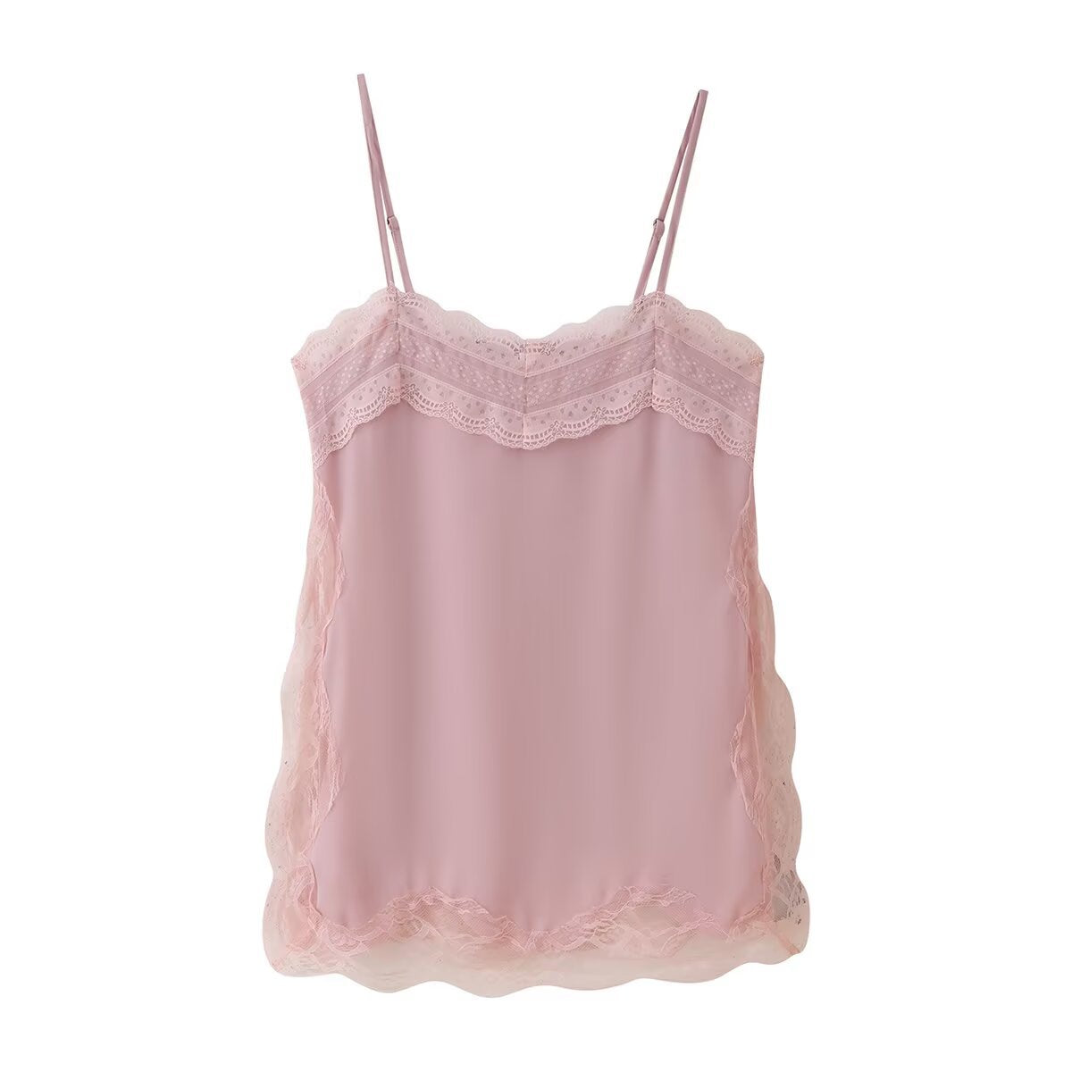 Elspeth | Scalloped Lace Trim Satin Camisole