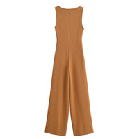 Jasmine | Wide-Leg Sweetheart Jumpsuit in Brown