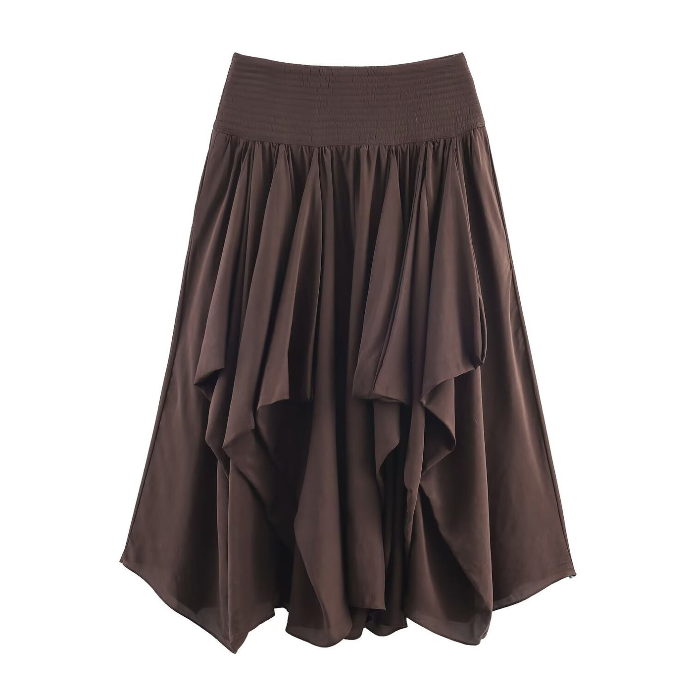 Evie | Satin Draped Asymmetric Midi Skirt