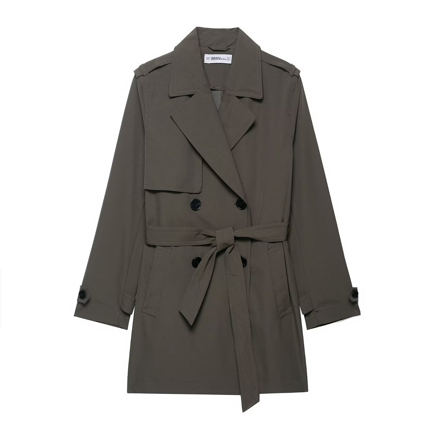 Elodie | Elegant Double Breasted Trench Coat Khaki Belted