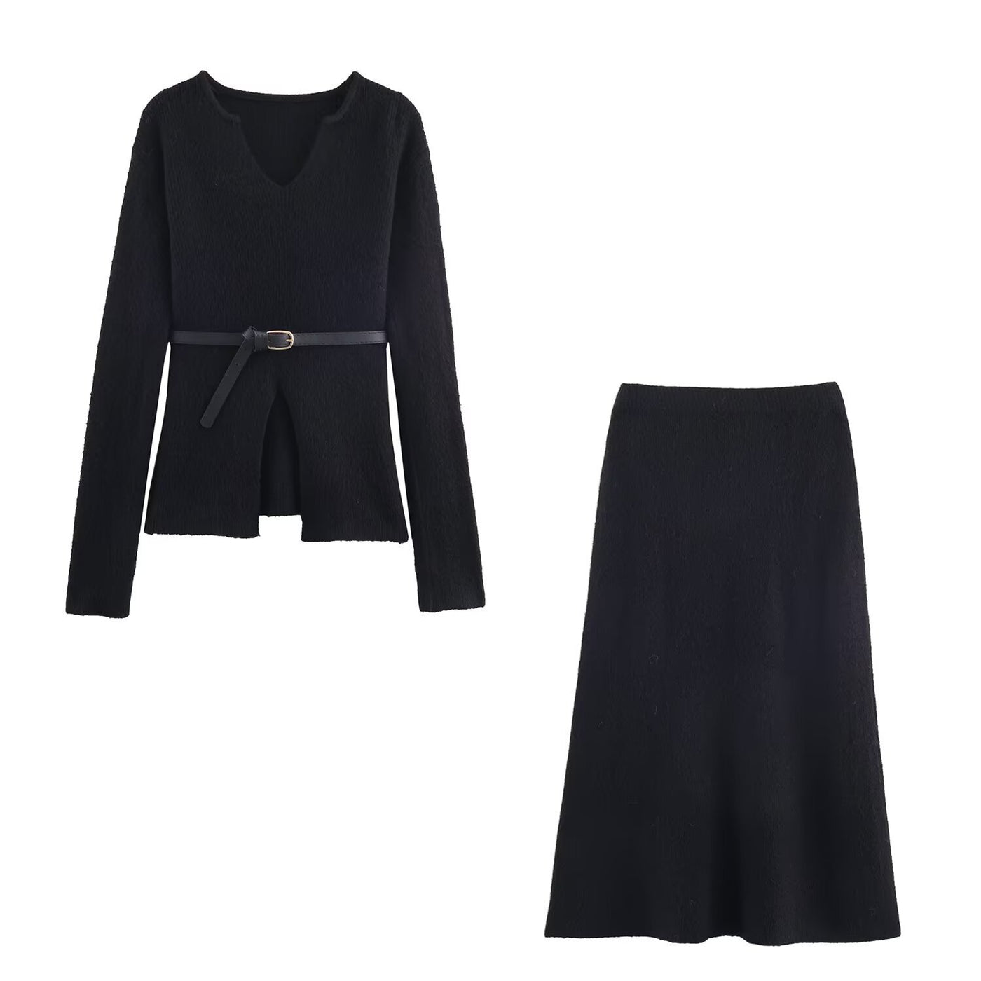 Lyla | Notched V-Neck Soft Knit Co-ord Set