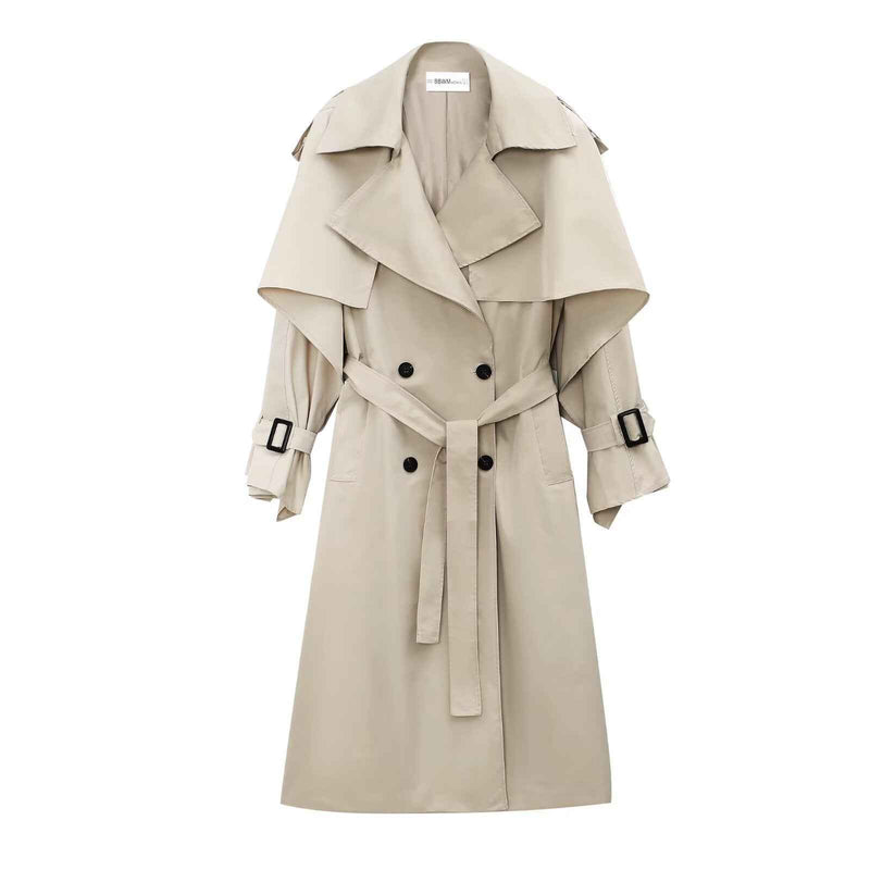 Briar | Elegant Belted Trench Coat Cream Long