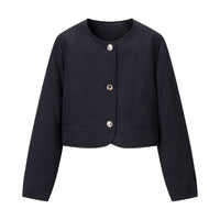 Naomi | Cropped Gold Button Blazer