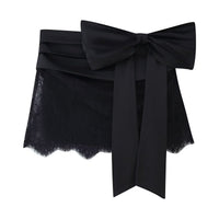 Daisy | Satin Bow Lace Mini Skirt