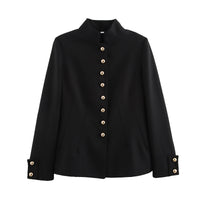 India | Mandarin Collar Gold Button Blazer