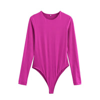 Bridget | Crew Neck Fitted Long Sleeve Jersey Top in White, Purple, Brown and Black