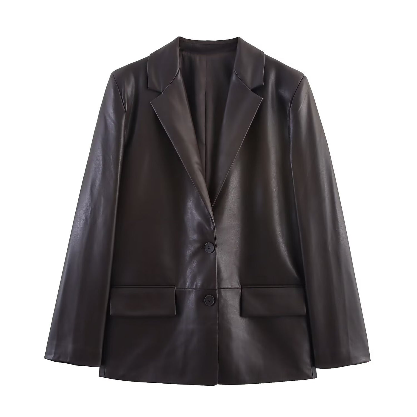 Nicole | Oversized Faux Leather Blazer