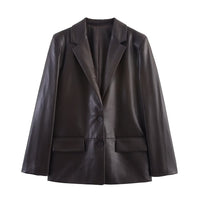Nicole | Oversized Faux Leather Blazer