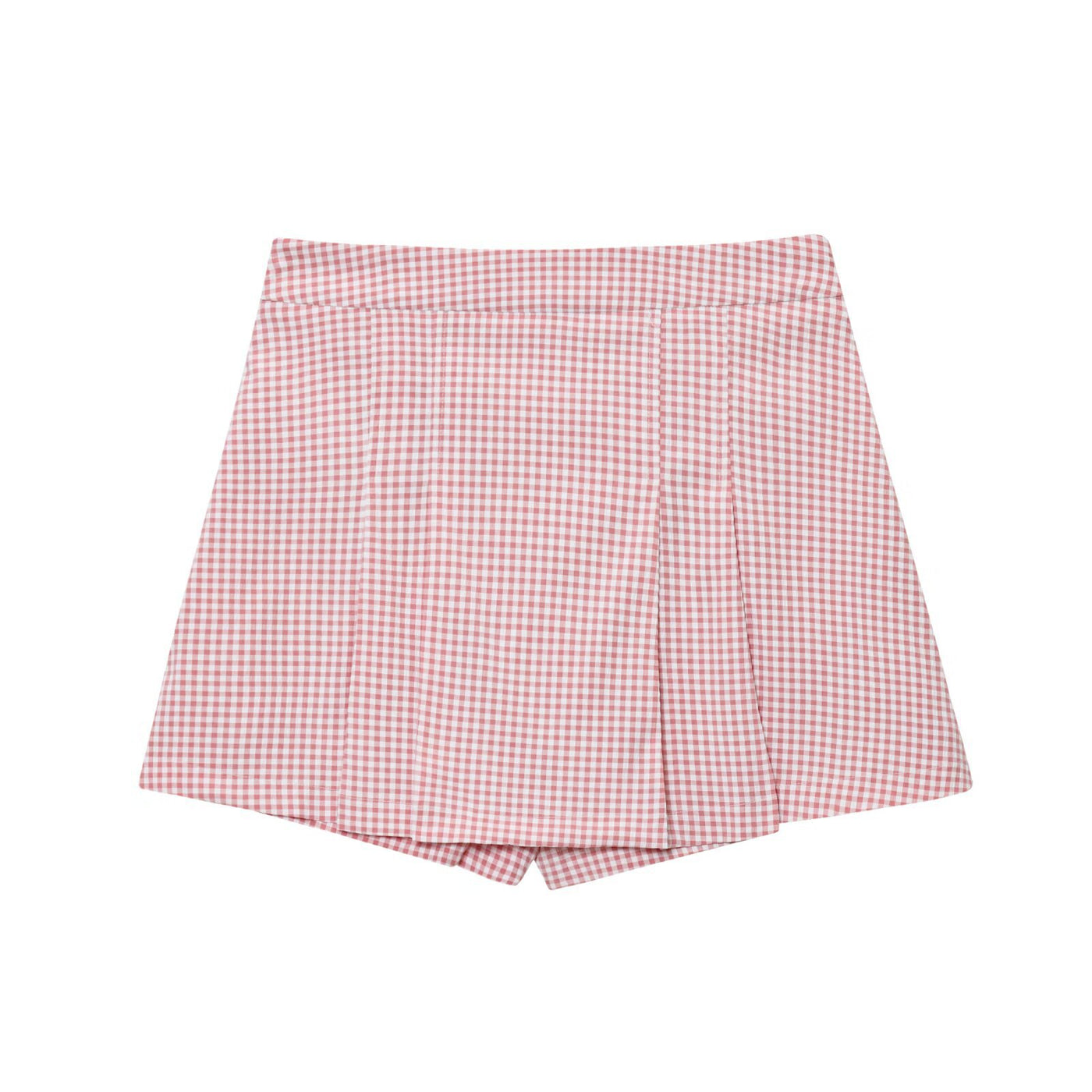 Amber | Gingham Check Pleated Mini Skirt with Fixed Waistband
