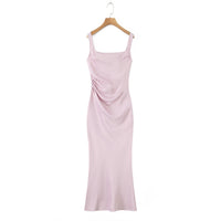 Liora | Cowl Neck Satin Maxi Slip Dress - Pink
