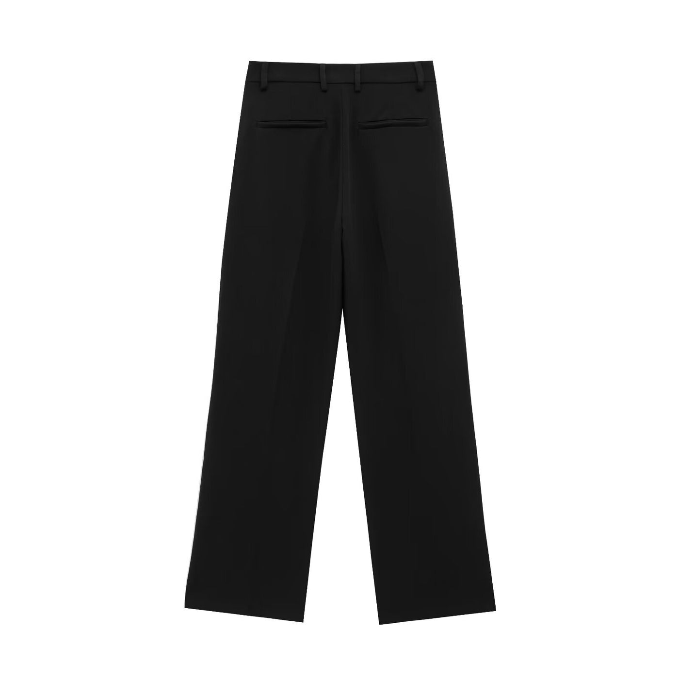 Lydia | High-Waist Flat Front Pocket Tailored Wide-Leg Trousers in Black and White
