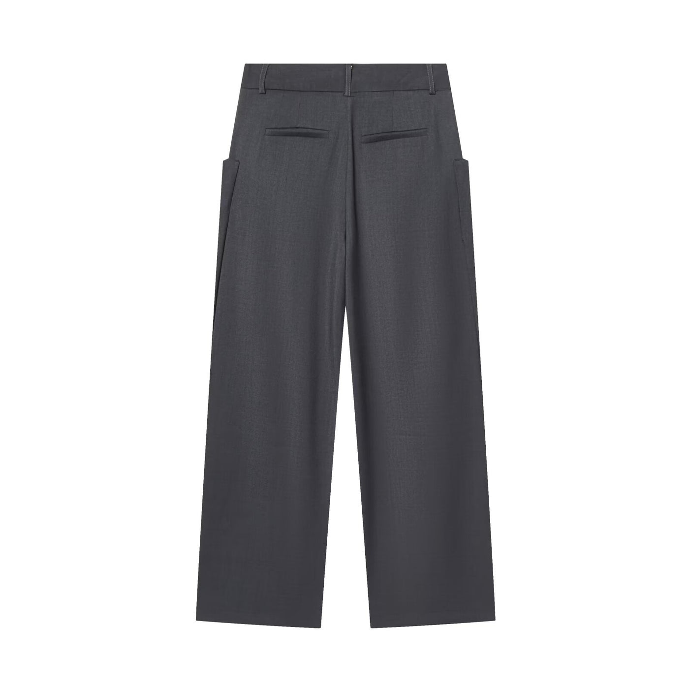 Lily | High-Waist Pressed Crease Tailored Straight-Leg Trousers in Grey