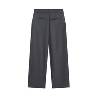 Lily | High-Waist Pressed Crease Tailored Straight-Leg Trousers in Grey